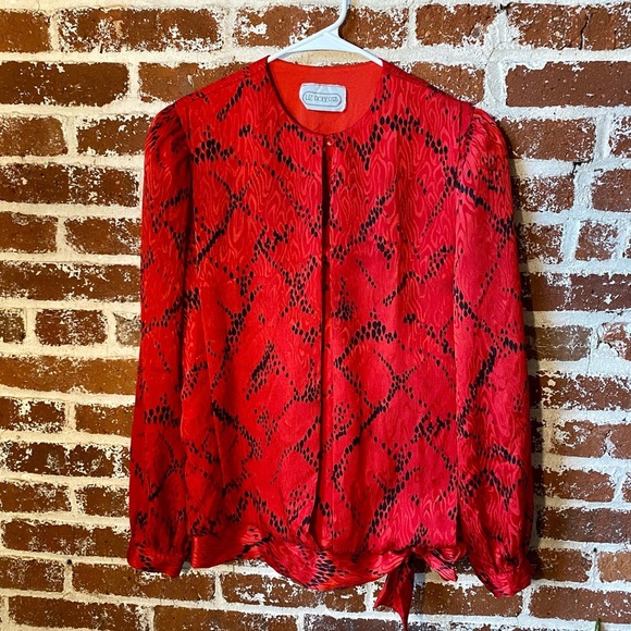 Vintage Liz Roberts red & black blouse - Picture 8 of 9